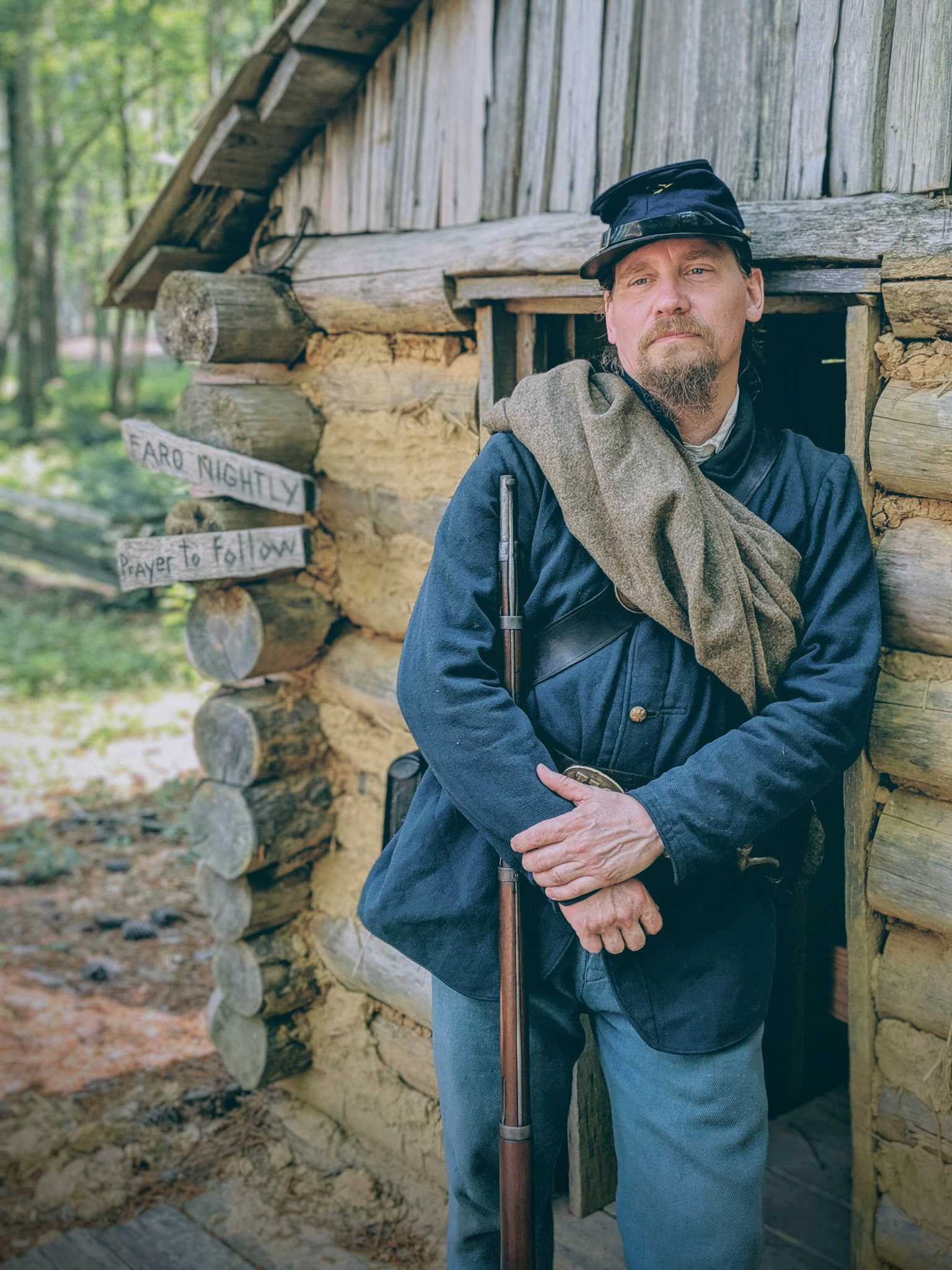 Thomas J. Alleman, during a break filming "Drum-Taps"