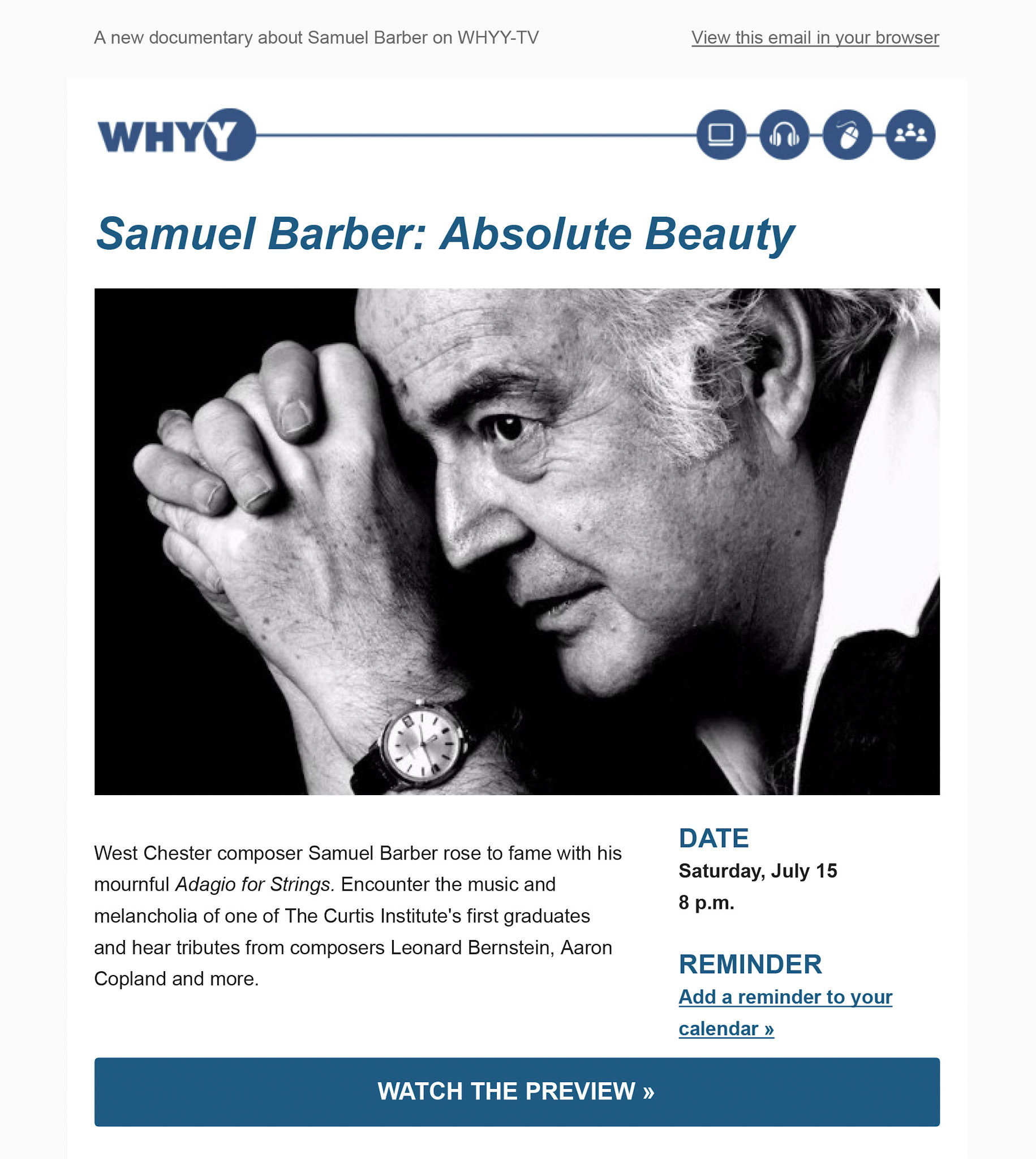 Announcement of broadcast premiere