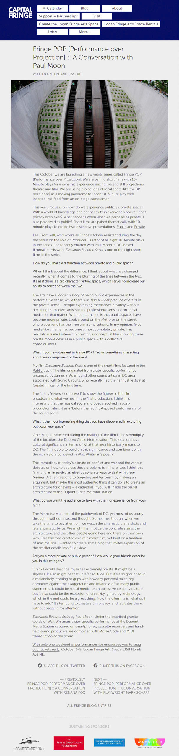 Interview before Capital Fringe screening