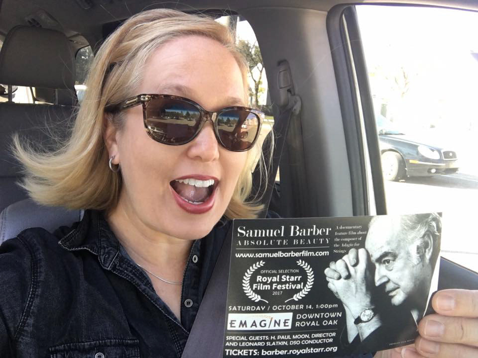 My cousin Andrea promoting the Michigan premiere