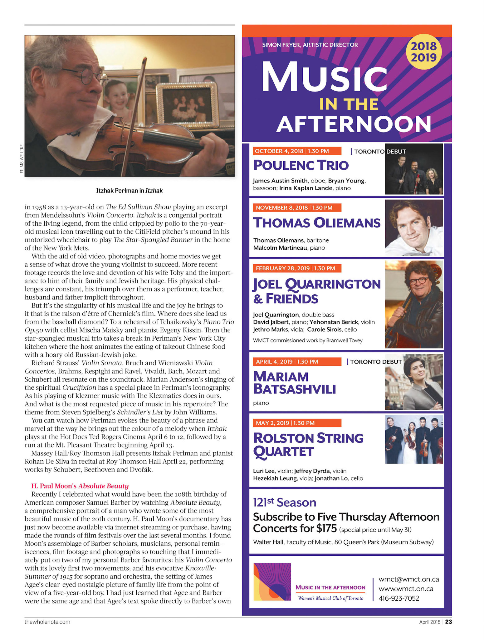 Review in The Whole Note magazine