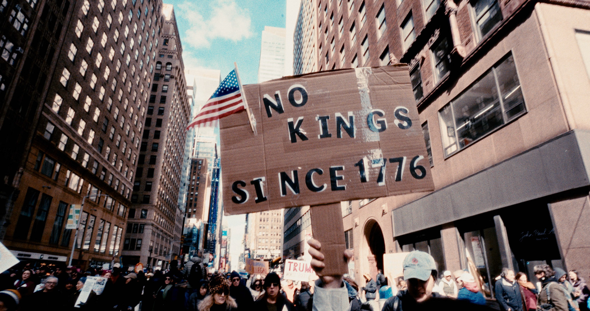 No Kings rally sign