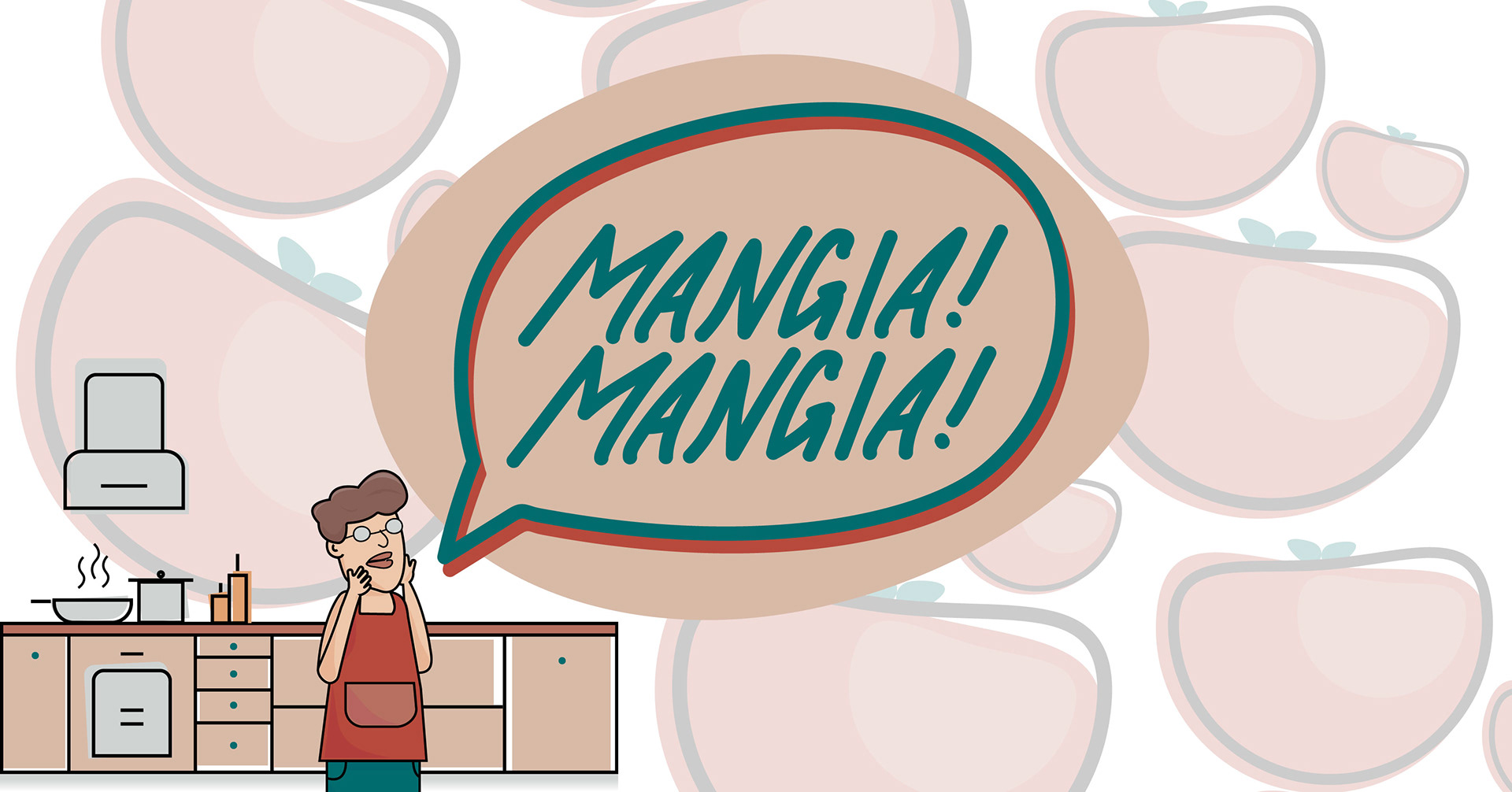 Mangia! Mangia! - Wall Mural Illustration