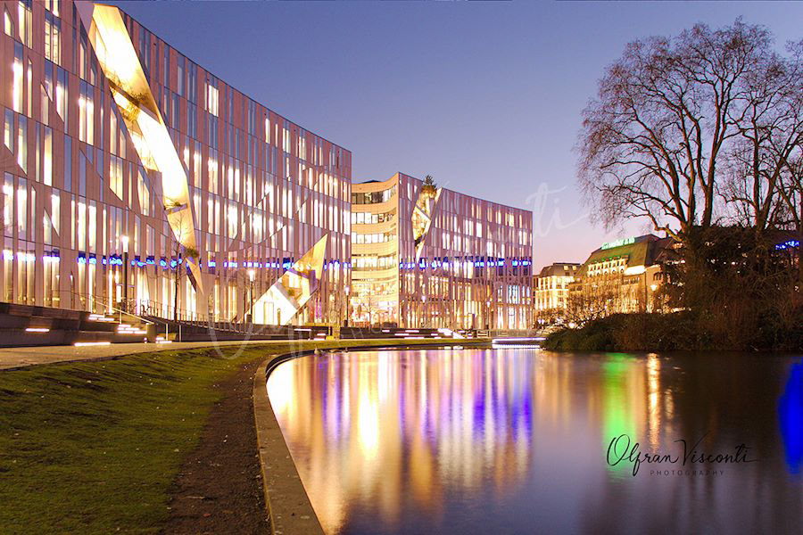 11. Kö-Bogen reflections on the lake. Düsseldorf. Germany.