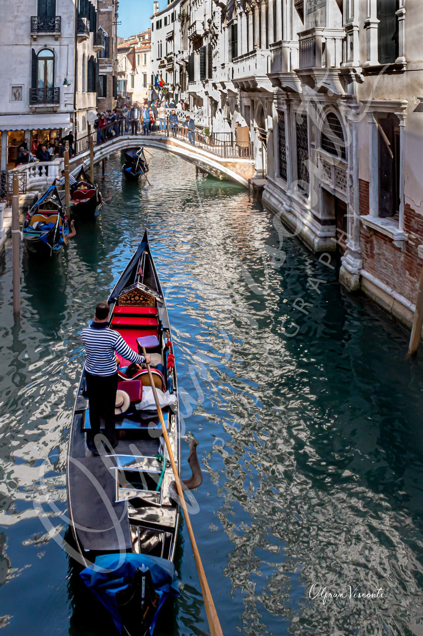 37. Gondola on a canal in Venice.