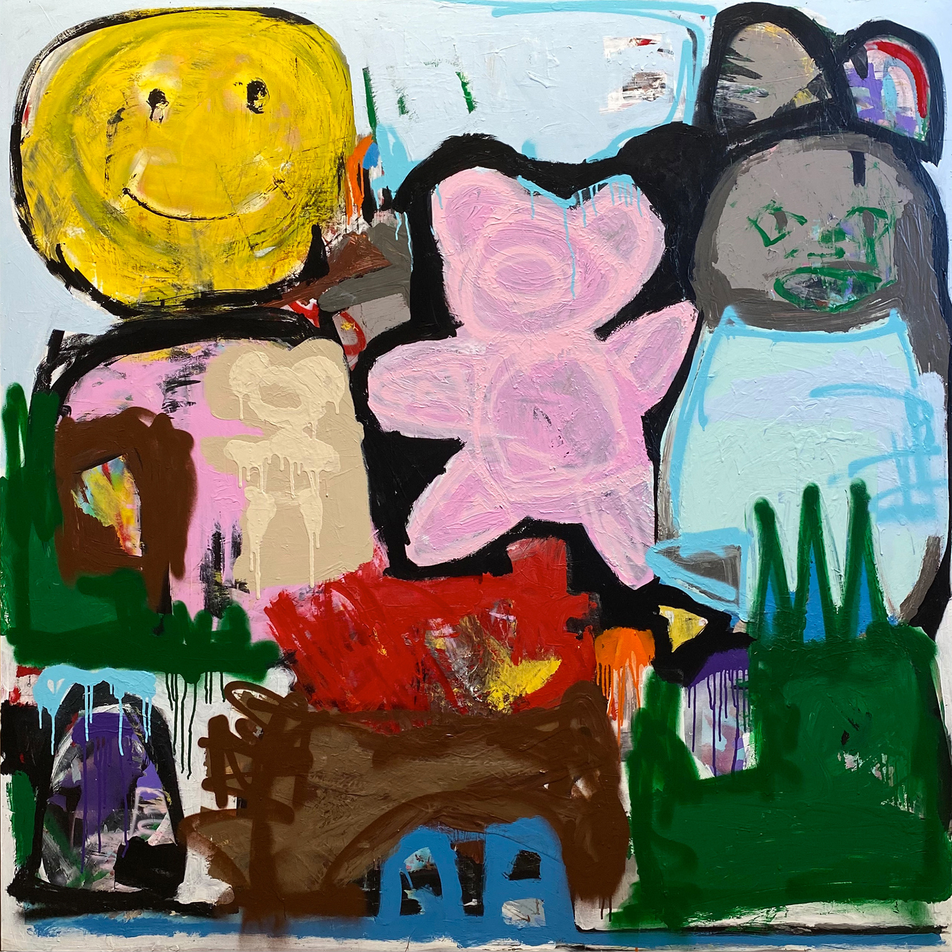"Family Tradition" (2023) mixed media on panel - 60 x 60 in