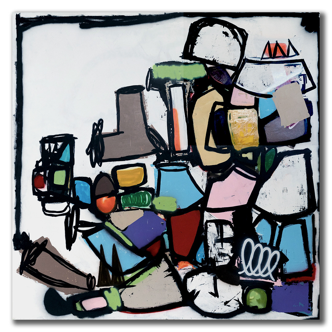 "Love Her And She'll Bring You Luck"  (2022)  mixed media on panel - 8 x 8 ft