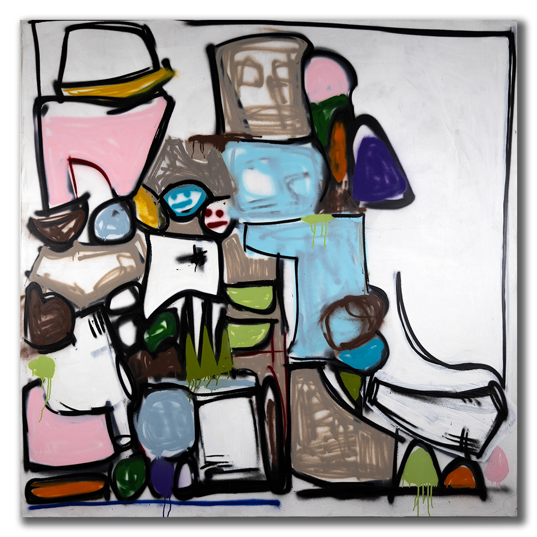 "Blurryface" (2022) mixed media on panel - 60 x 60 in