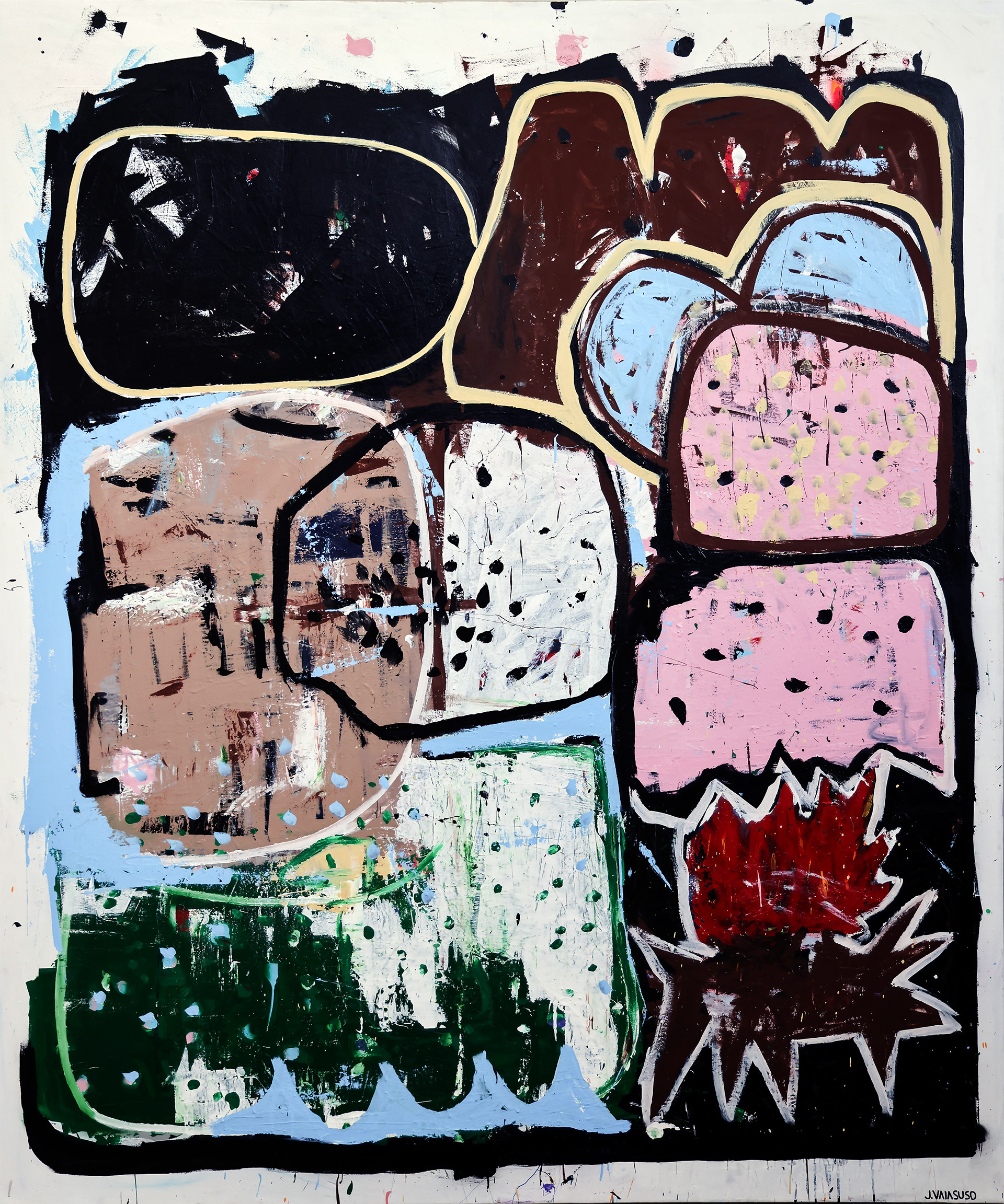 "Light My Fire"  (2023)  mixed media on canvas -  5 x 6 ft