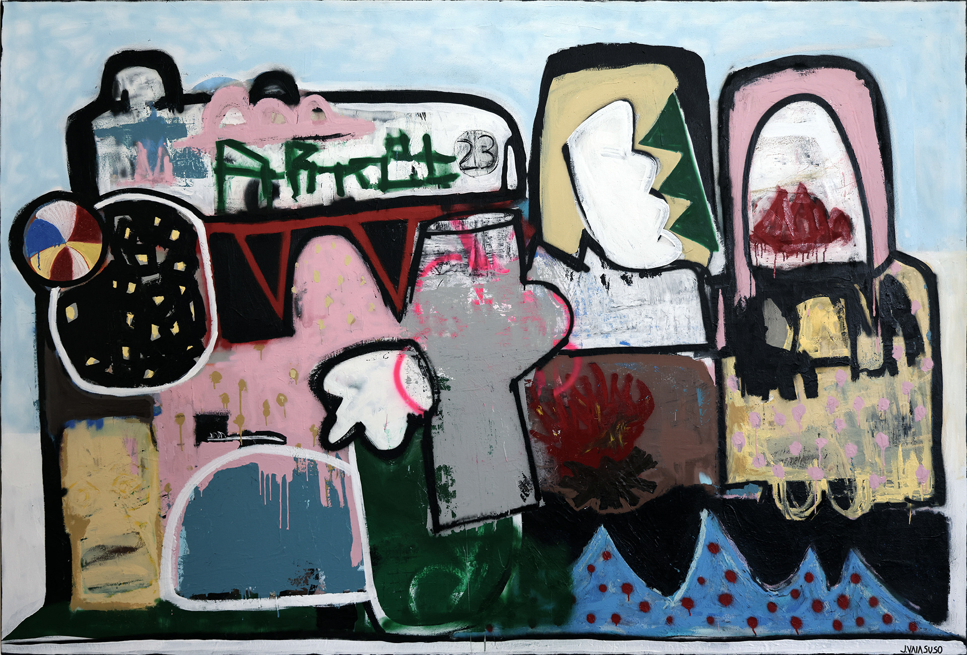 "Surf"  (2023)  mixed media on canvas -  72 x 60 in