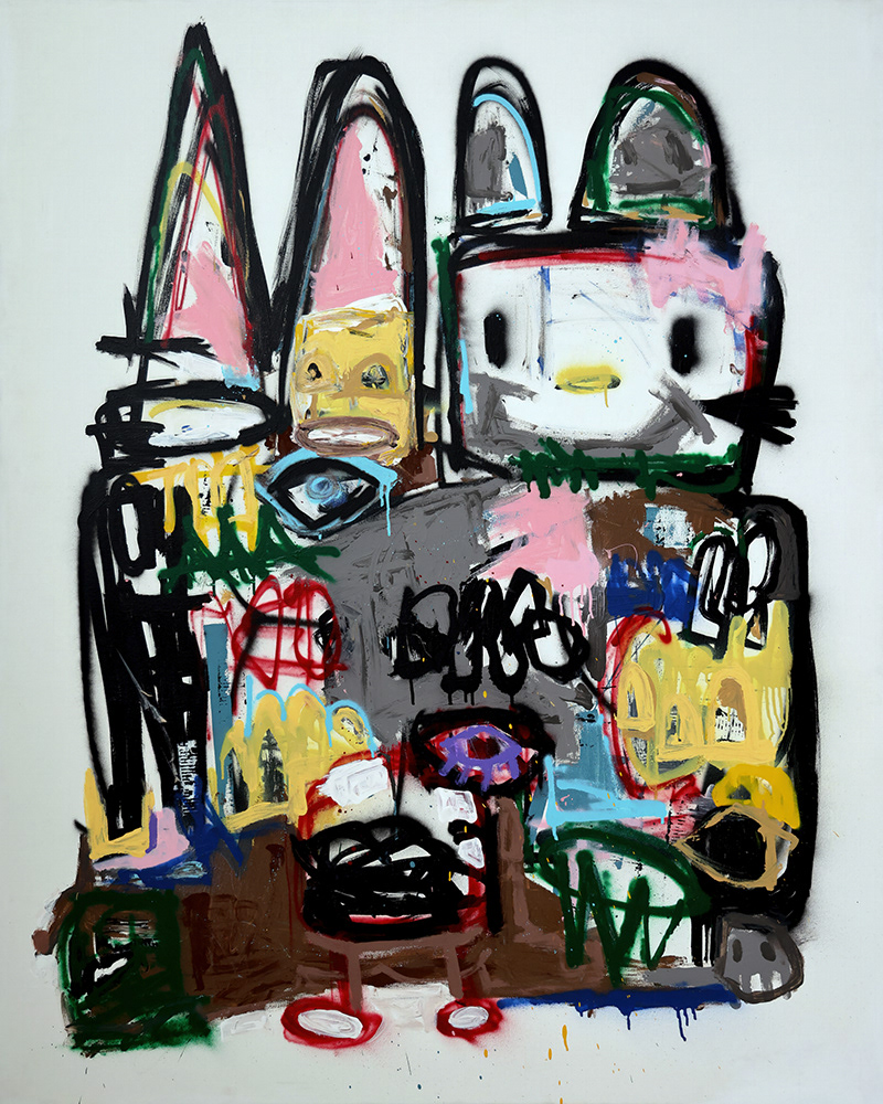 "Dreaming Thoughts Of Time" (2023) mixed media on canvas - 48 x 60 in