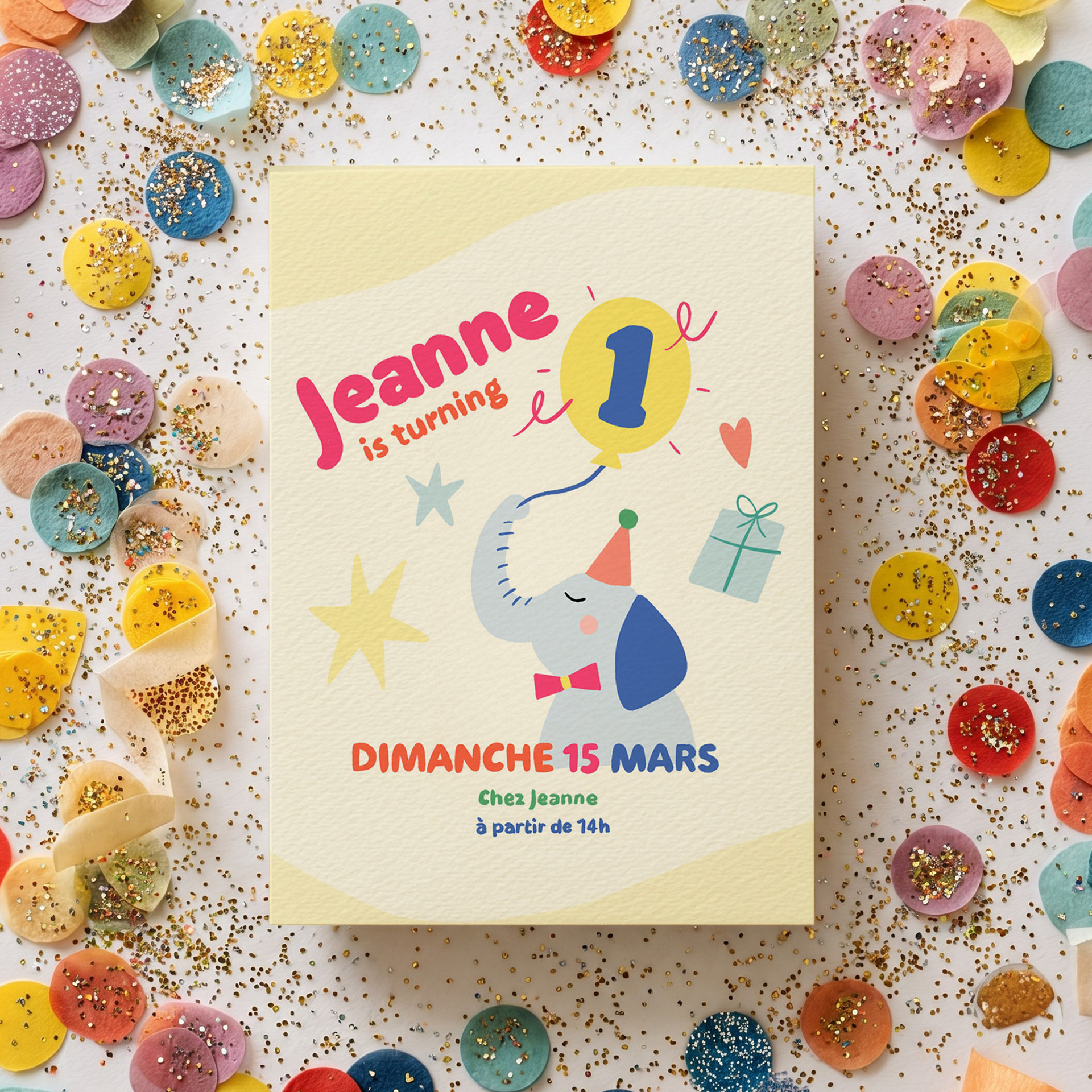 Carte invitation anniversaire 1 an