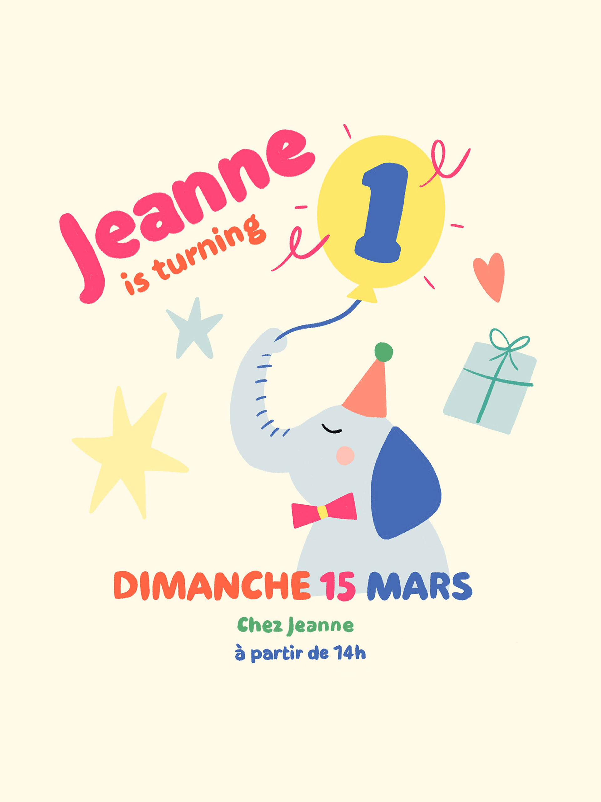 Carte invitation anniversaire 1 an