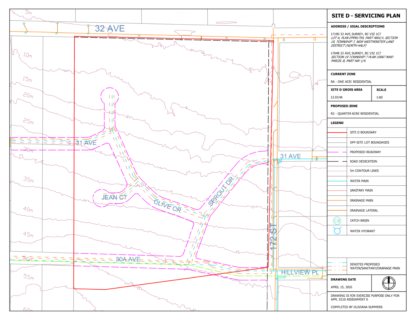 A proposed development site servicing plan