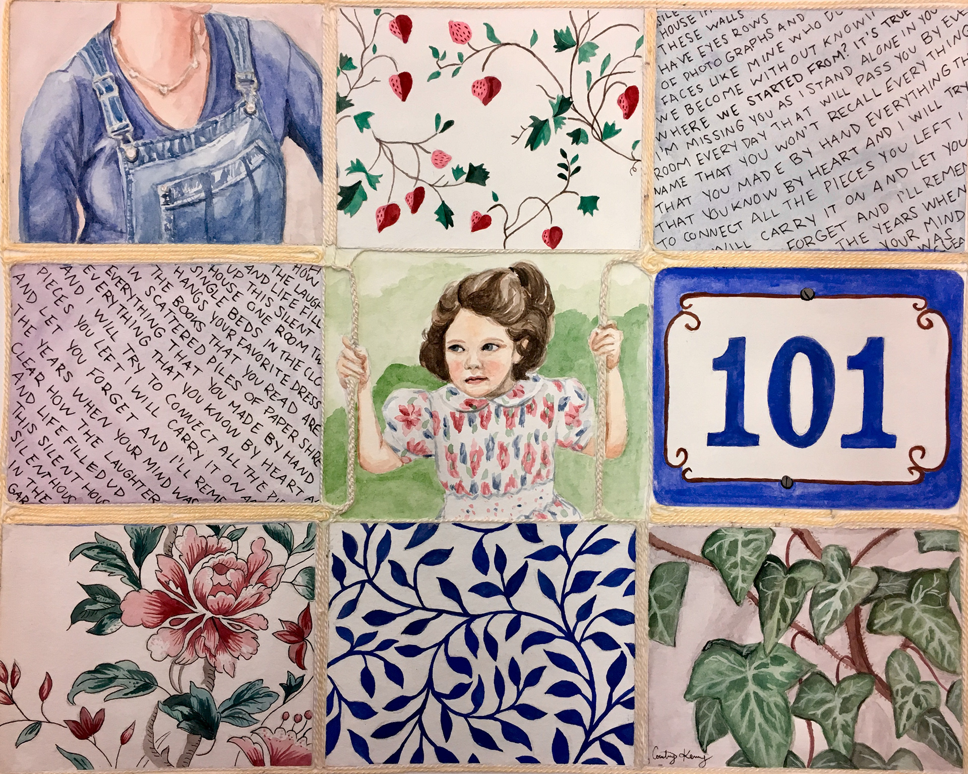 'Home', Watercolor, Gouche, Pen and String 