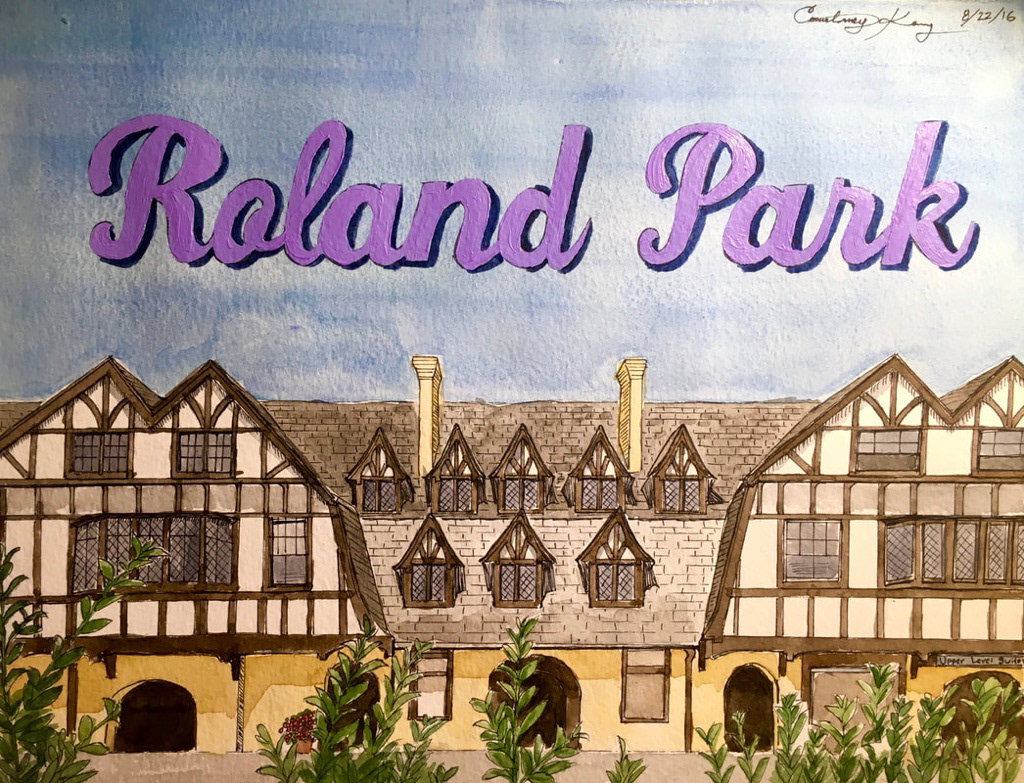 'Roland Park', Watercolor, Pen and Acrylic 