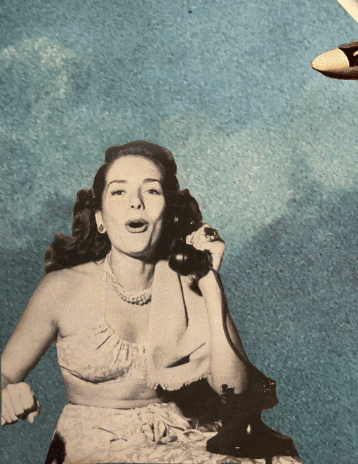 'Phone a Friend', Photographed Collage Converted to a GIF using Photoshop, 2020