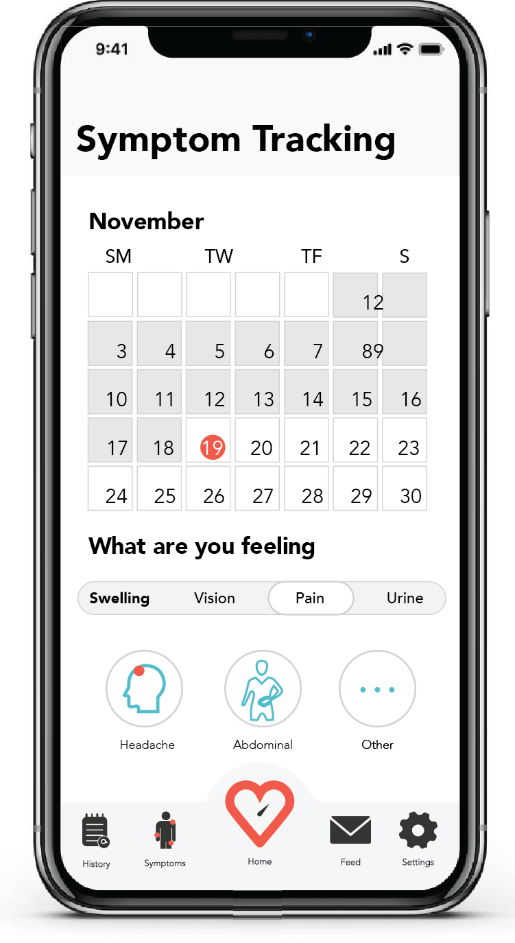 Symptom tracking page