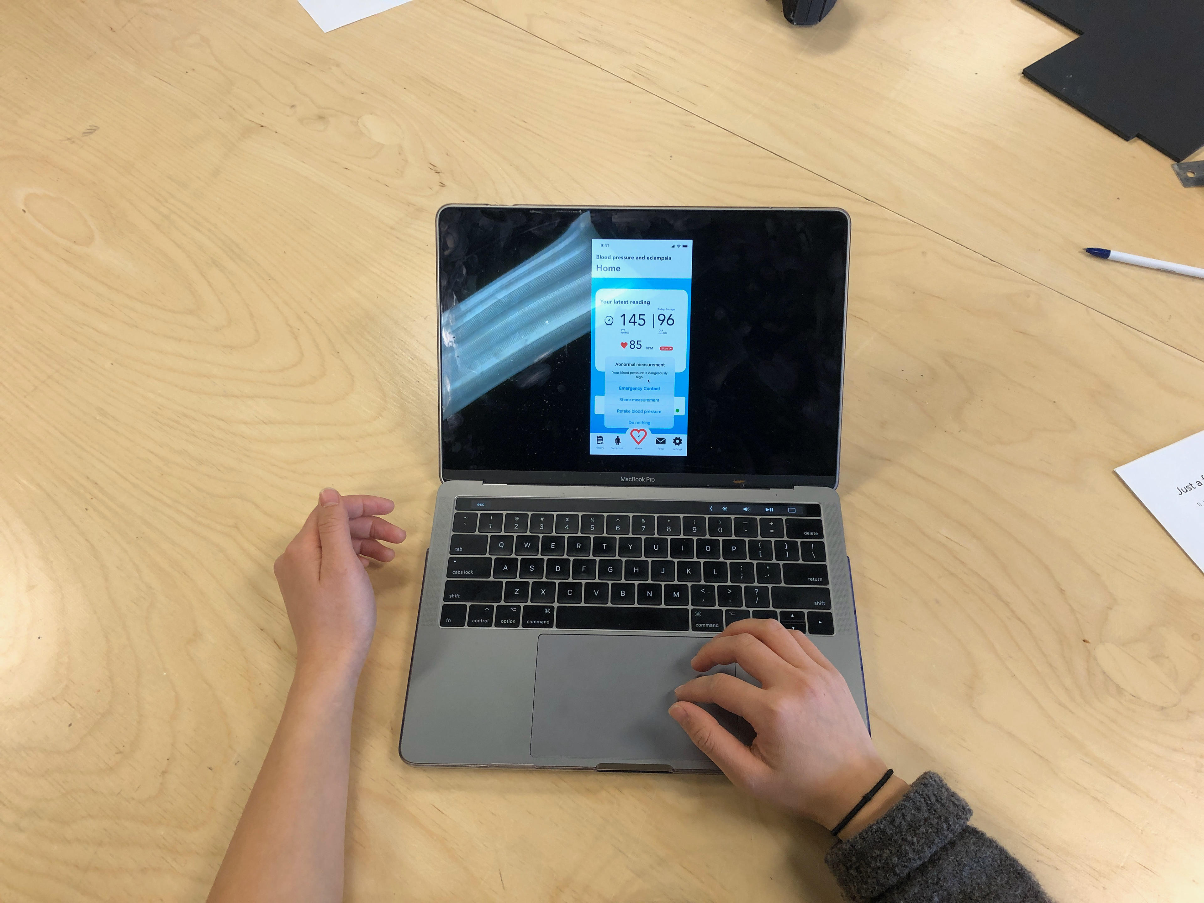 Participant using the interface