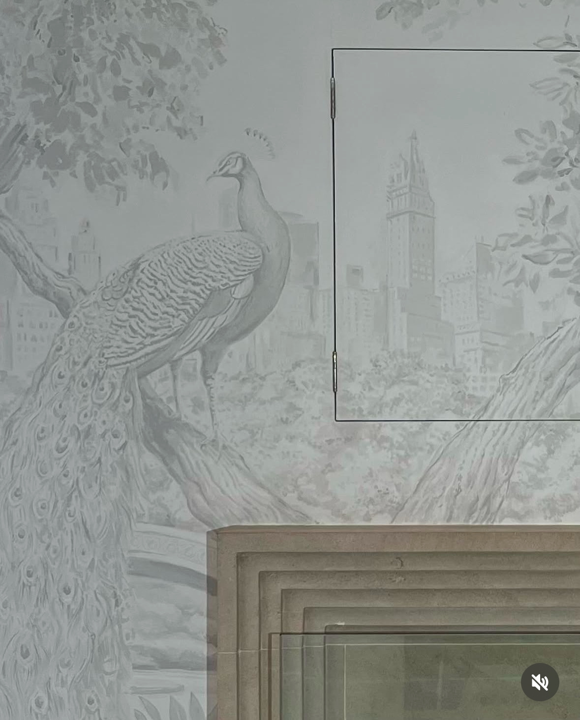 Grisaille Mural designed in collaboration with Richard Smith Studios.  Painted by Richard Smith Studios