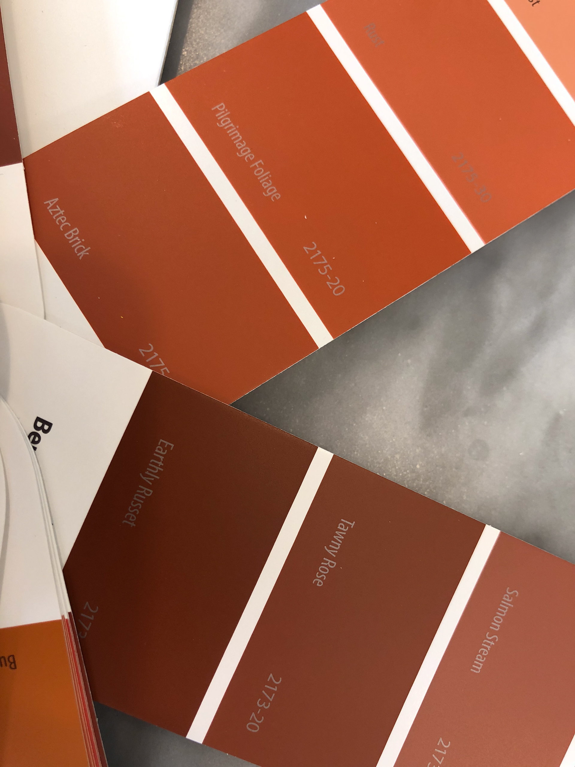 From there we referred to the Benjamin Moore deck and narrowed down identifiable colors..