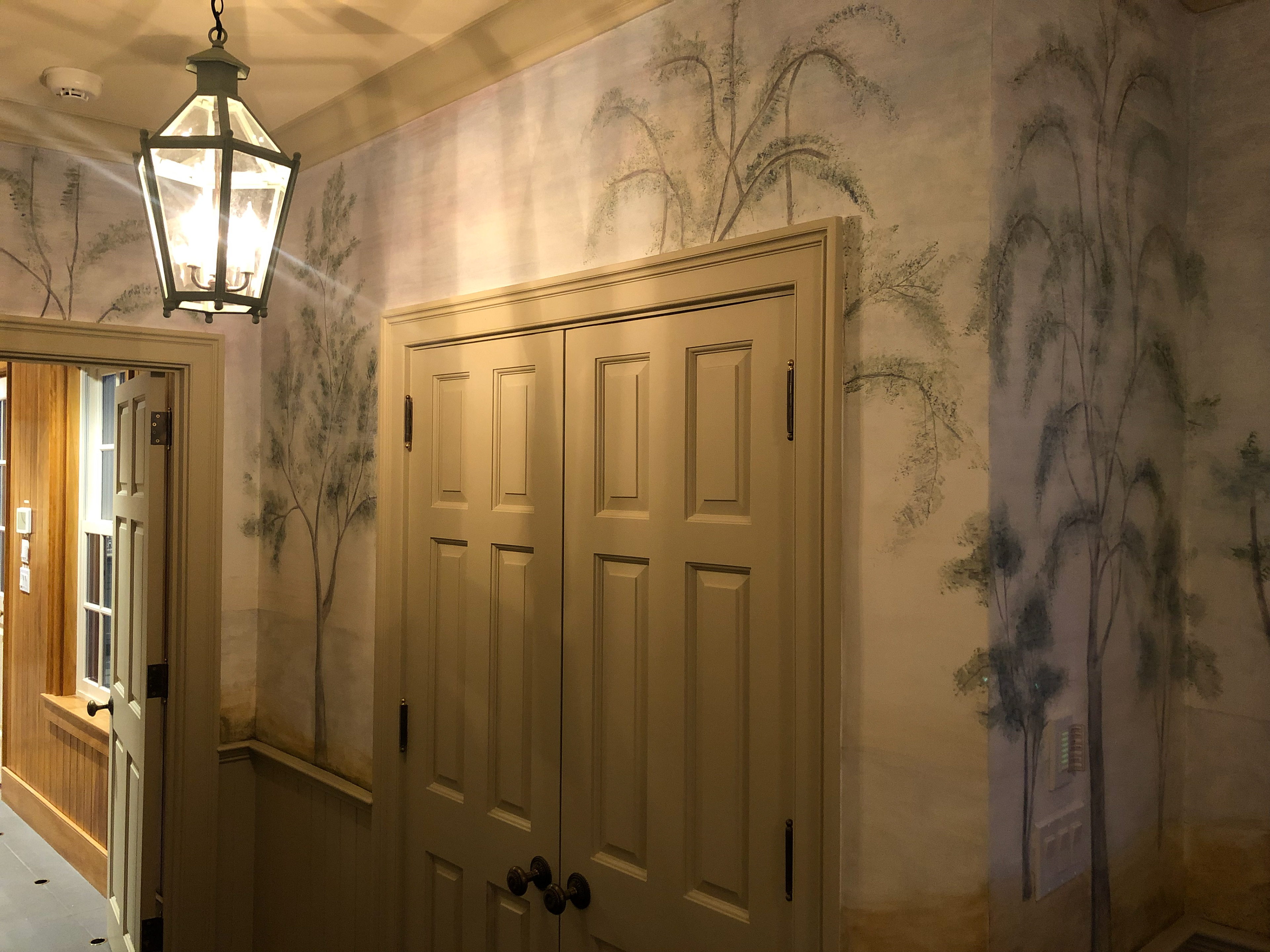 Rufus Porter inspired folk mural mural painted in collaboration with Emma Tapley and Associates, private residence, Vermont
