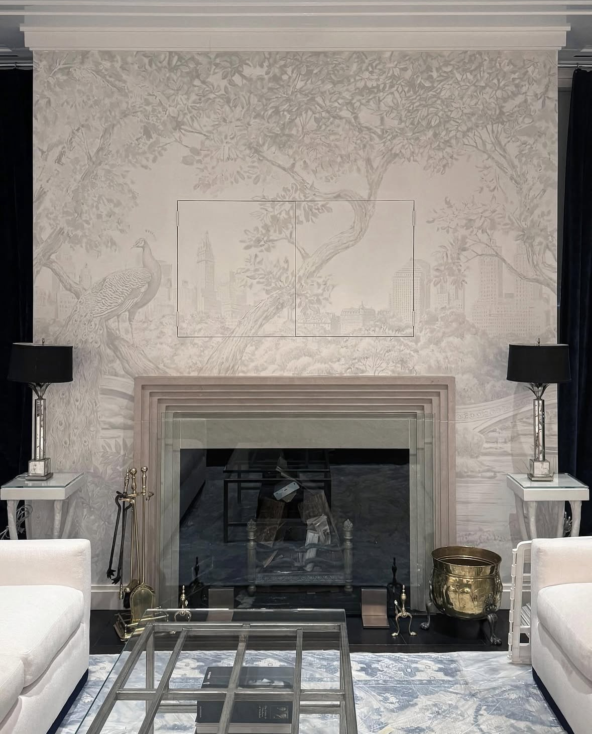 Grisaille Mural designed in collaboration with Richard Smith Studios.  Painted by Richard Smith Studios
