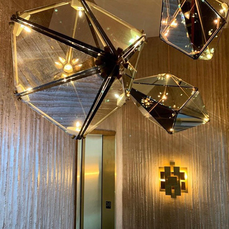 A metallic entry foyer finish inspired by wood bark!