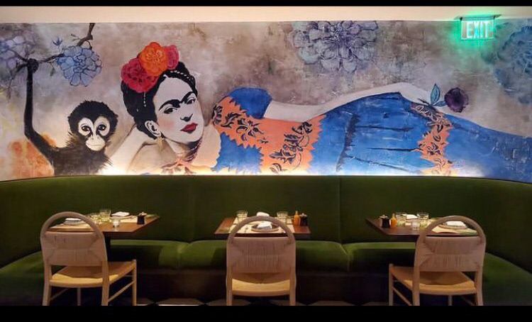 Frida Mural painted in collaboration with See. Studios at The Happy Monkey in Greenwich, CT