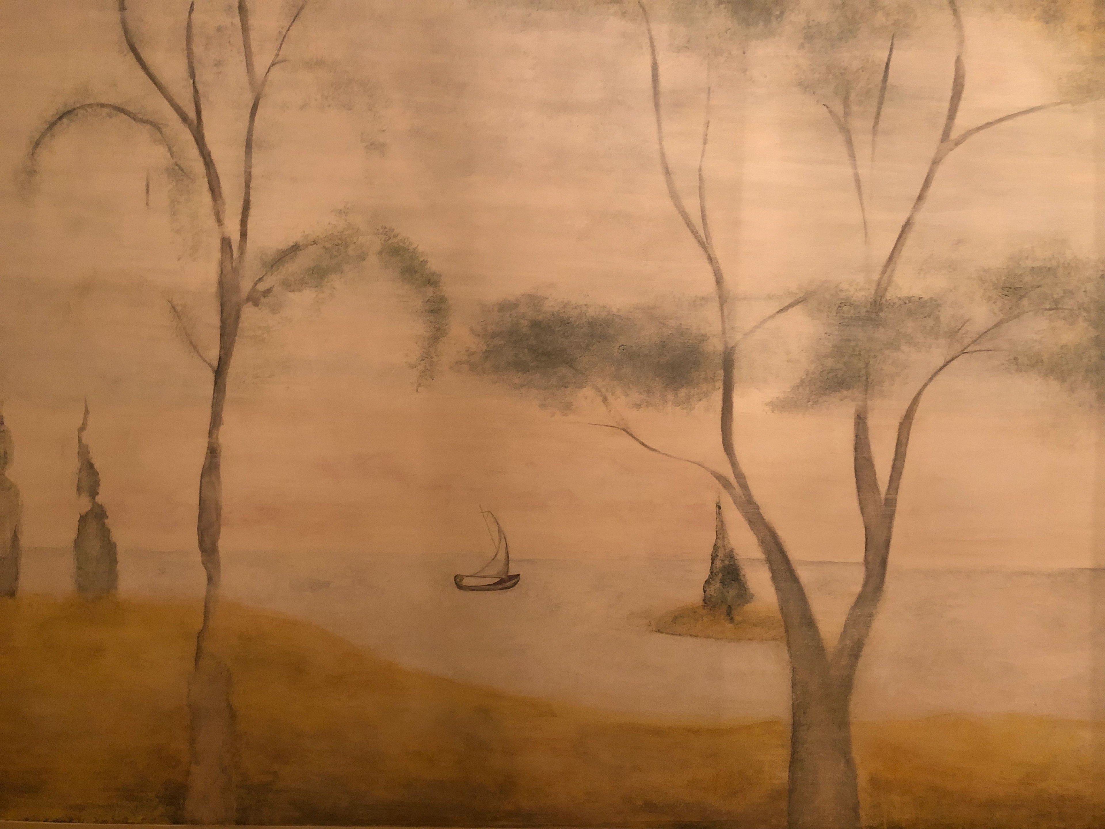 Rufus Porter inspired folk mural mural painted in collaboration with Emma Tapley and Associates, private residence, Vermont