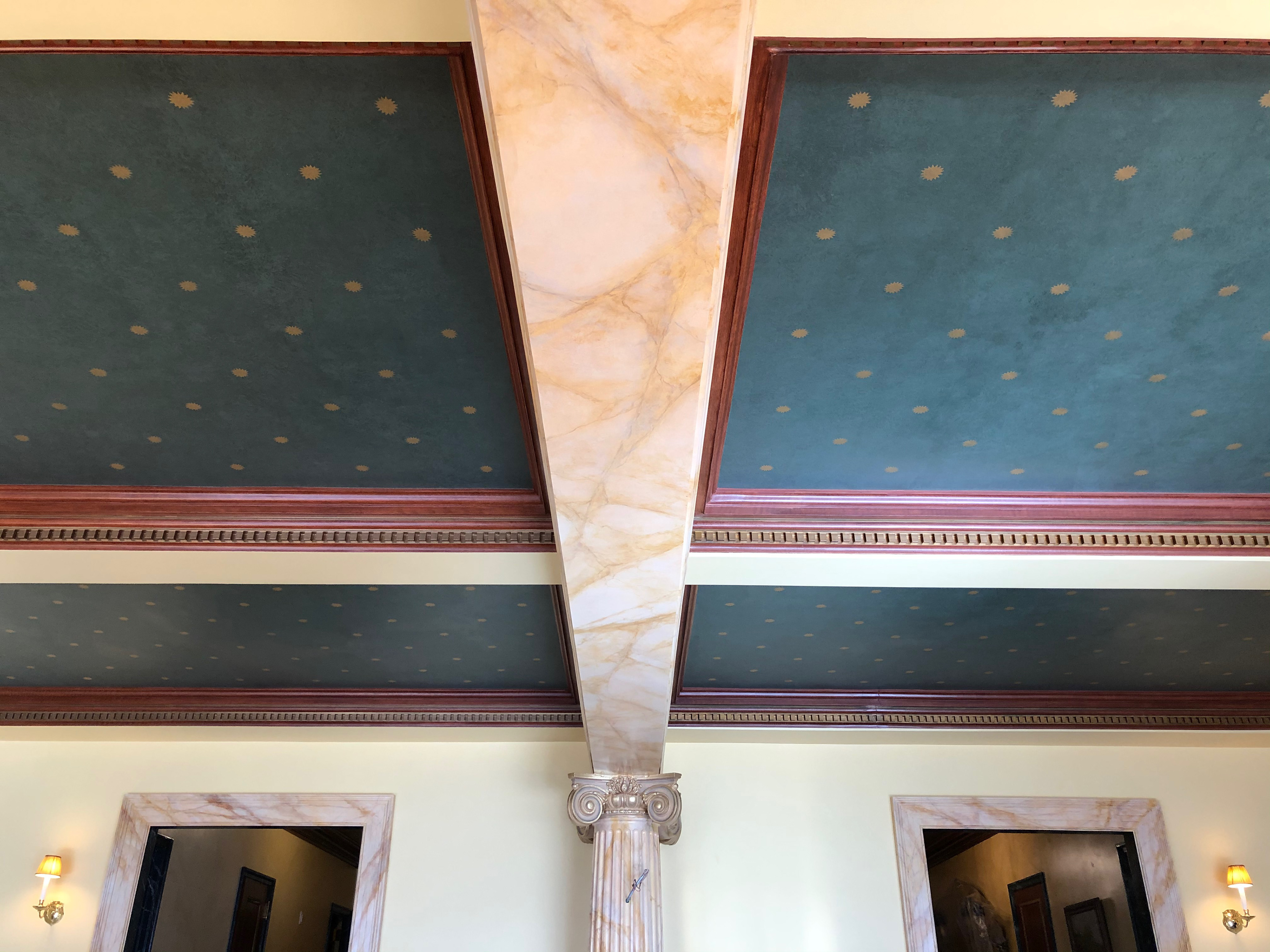 Ceiling stencil measured and painted in for Christianson Lee Studios