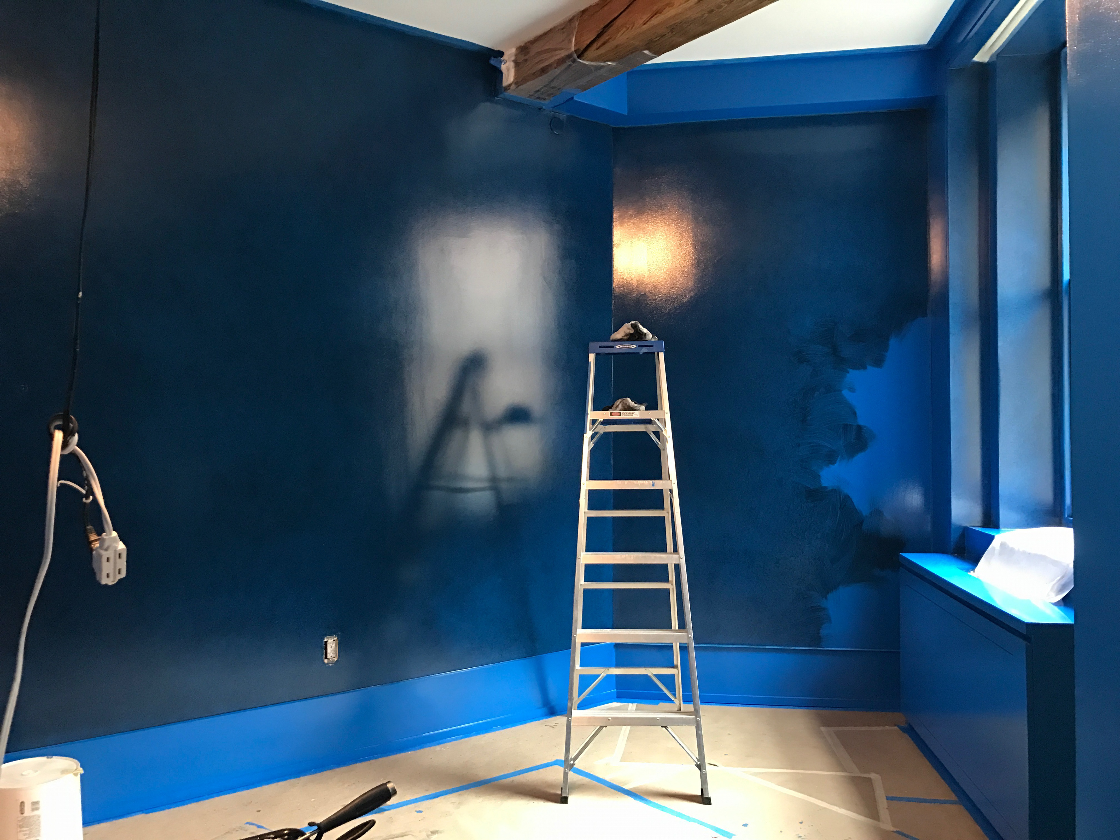 Royal blue glazed leather with Ben Lai