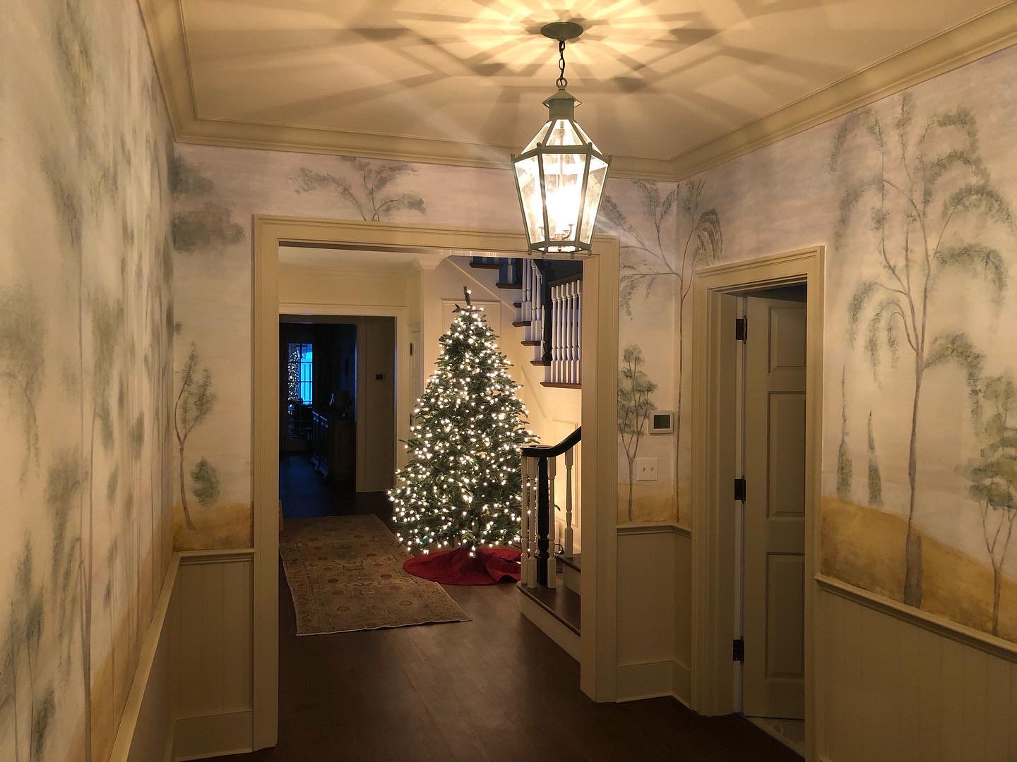 Rufus Porter inspired folk mural mural painted in collaboration with Emma Tapley and Associates, private residence, Vermont