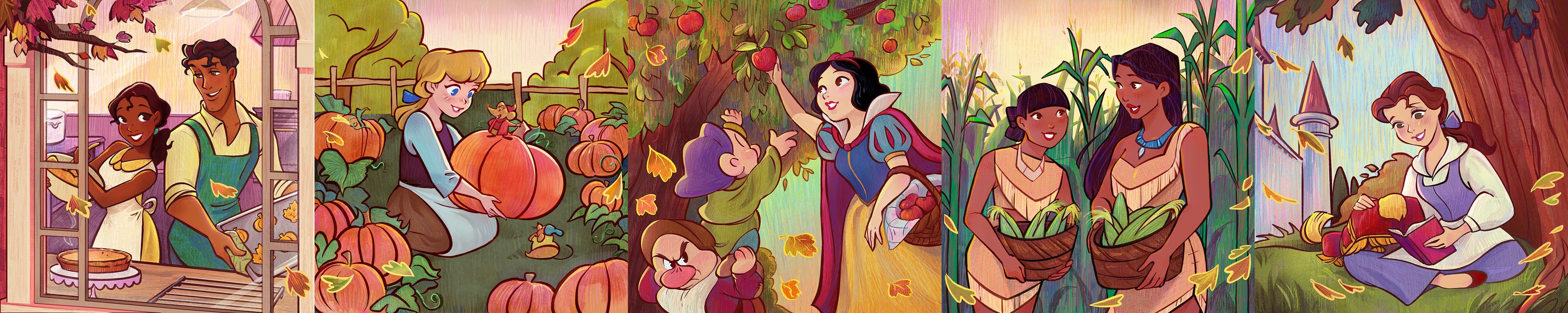 Princess Fall theme illustrations for IG Carousel