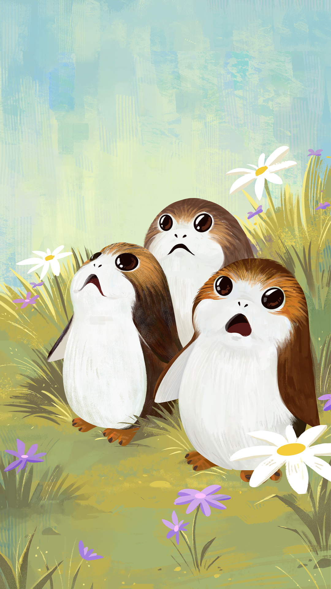 Porg Spring Illustration for Star Wars IG feed
