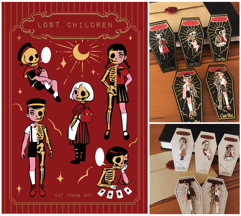 Successful Kickstarter Campaign for enamel pin series based on my lost children illustrations.