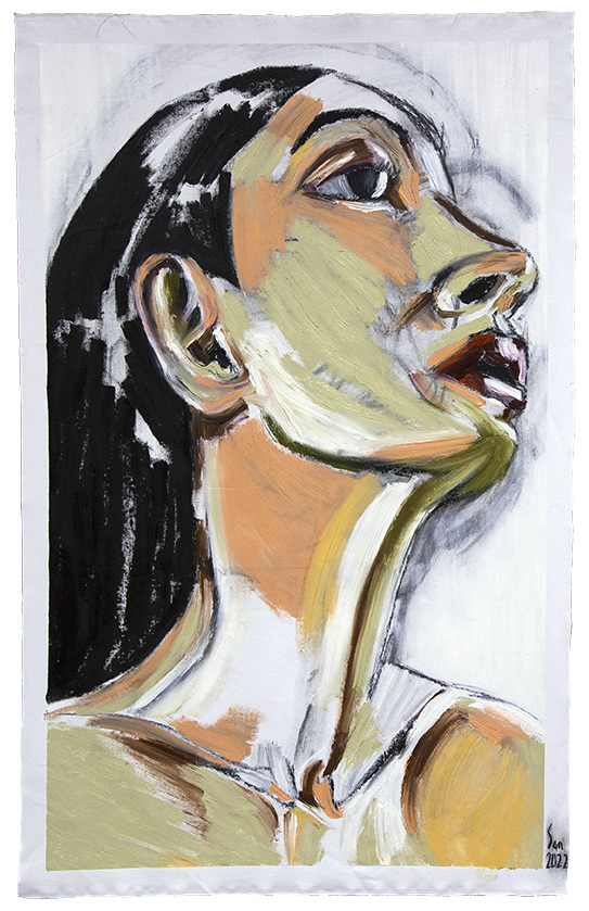 Untitled, 2022, Oil and charcoal on canvas, 160 x 99.4cm