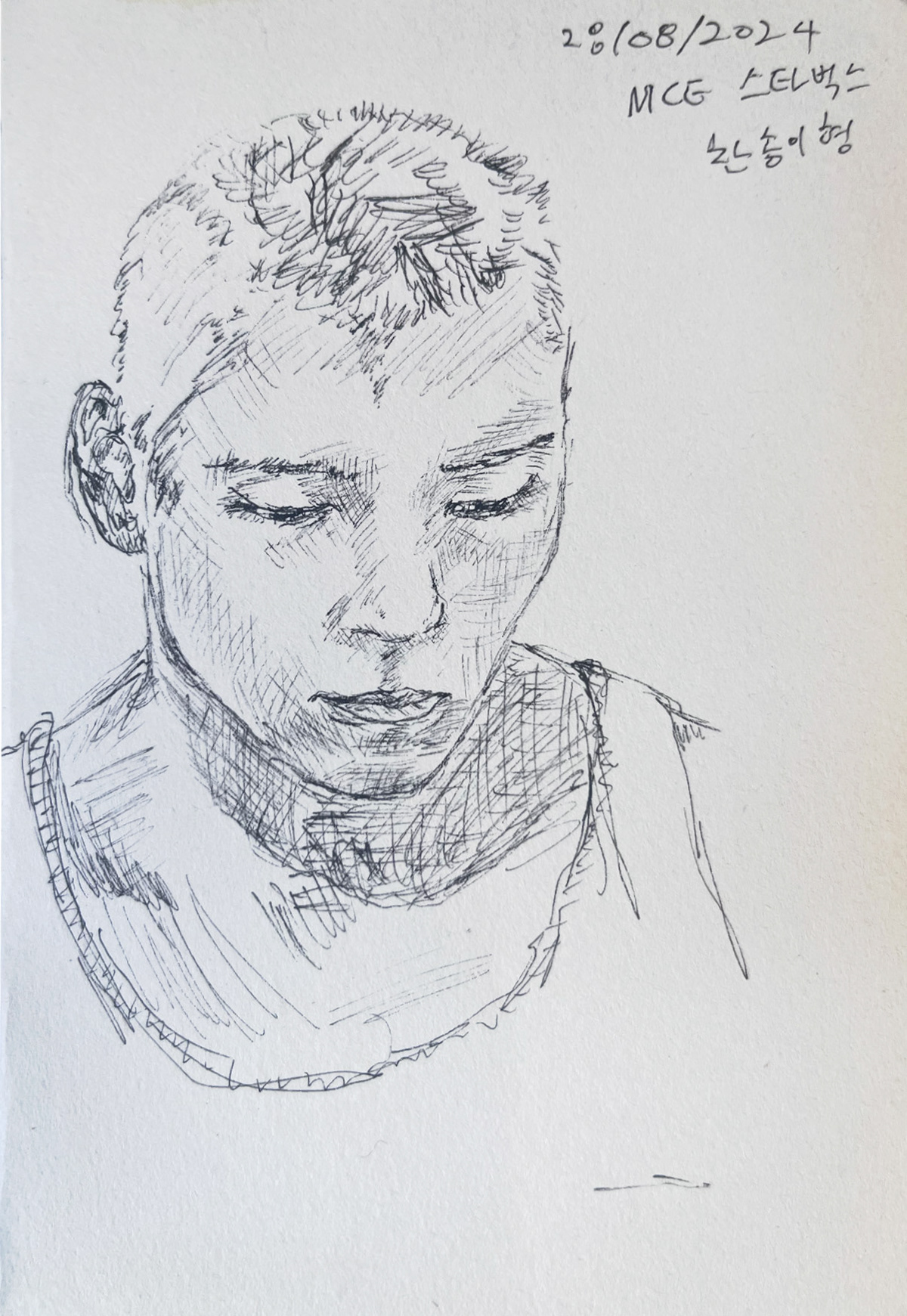 Untitled, 2024, Archival ink on paper, 14.8 x 10.2 cm