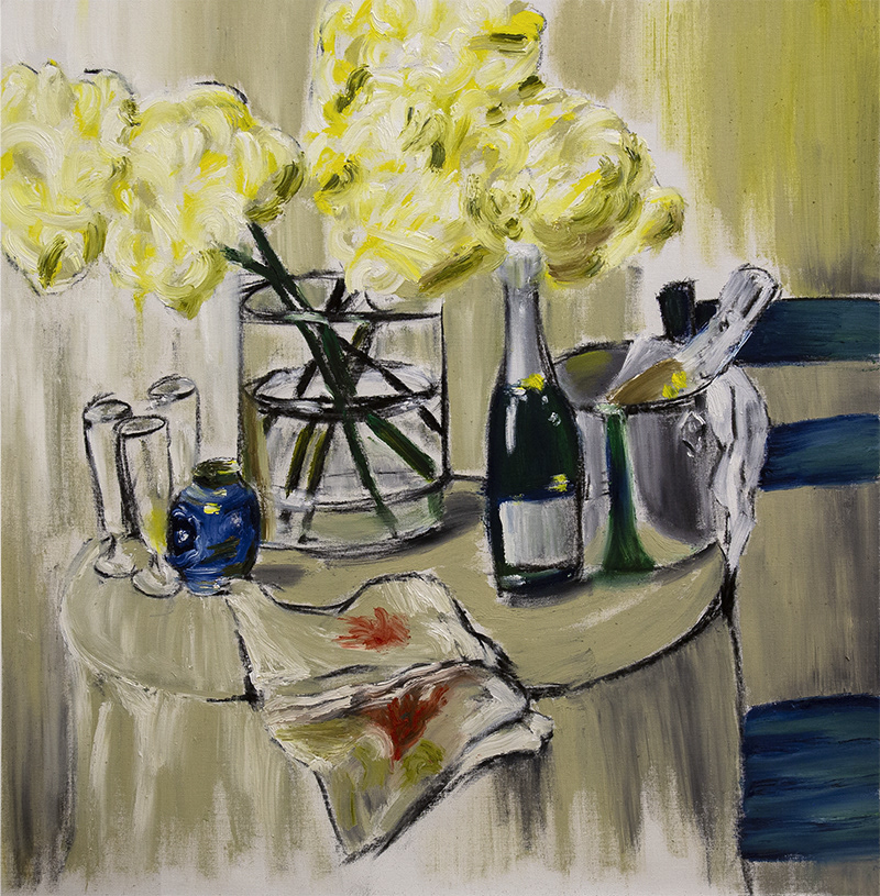 Untitled, 2022, Oil and charcoal on canvas, 110 x 107 cm
