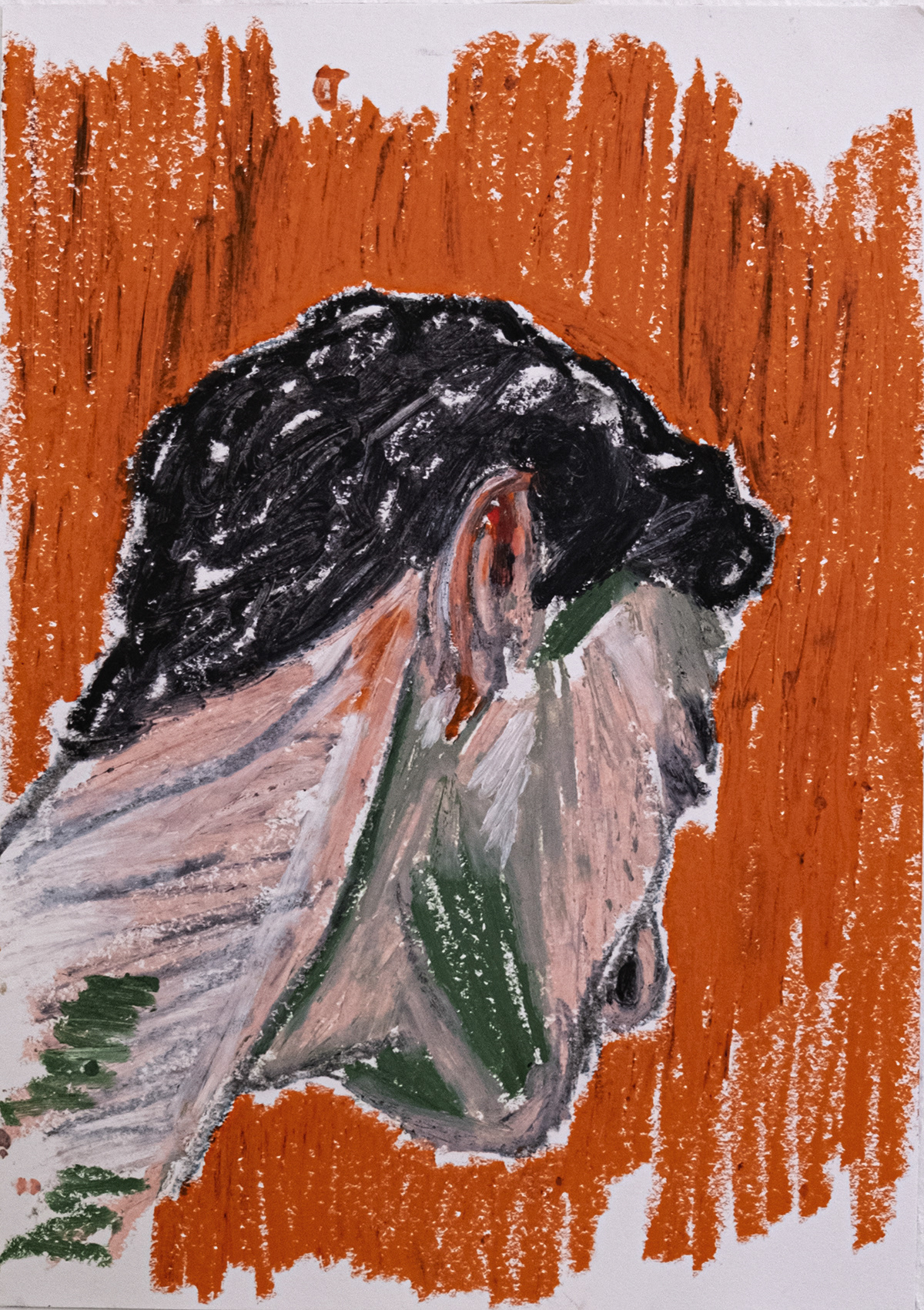 Roses, 2022, Oil pastel and charcoal on paper, 29.7 x 21 cm