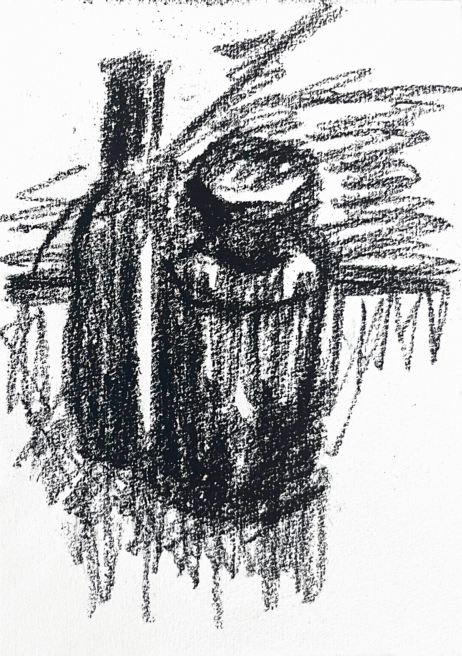 Untitled, 2026, Charcoal on paper, 21 x 14.8 cm
