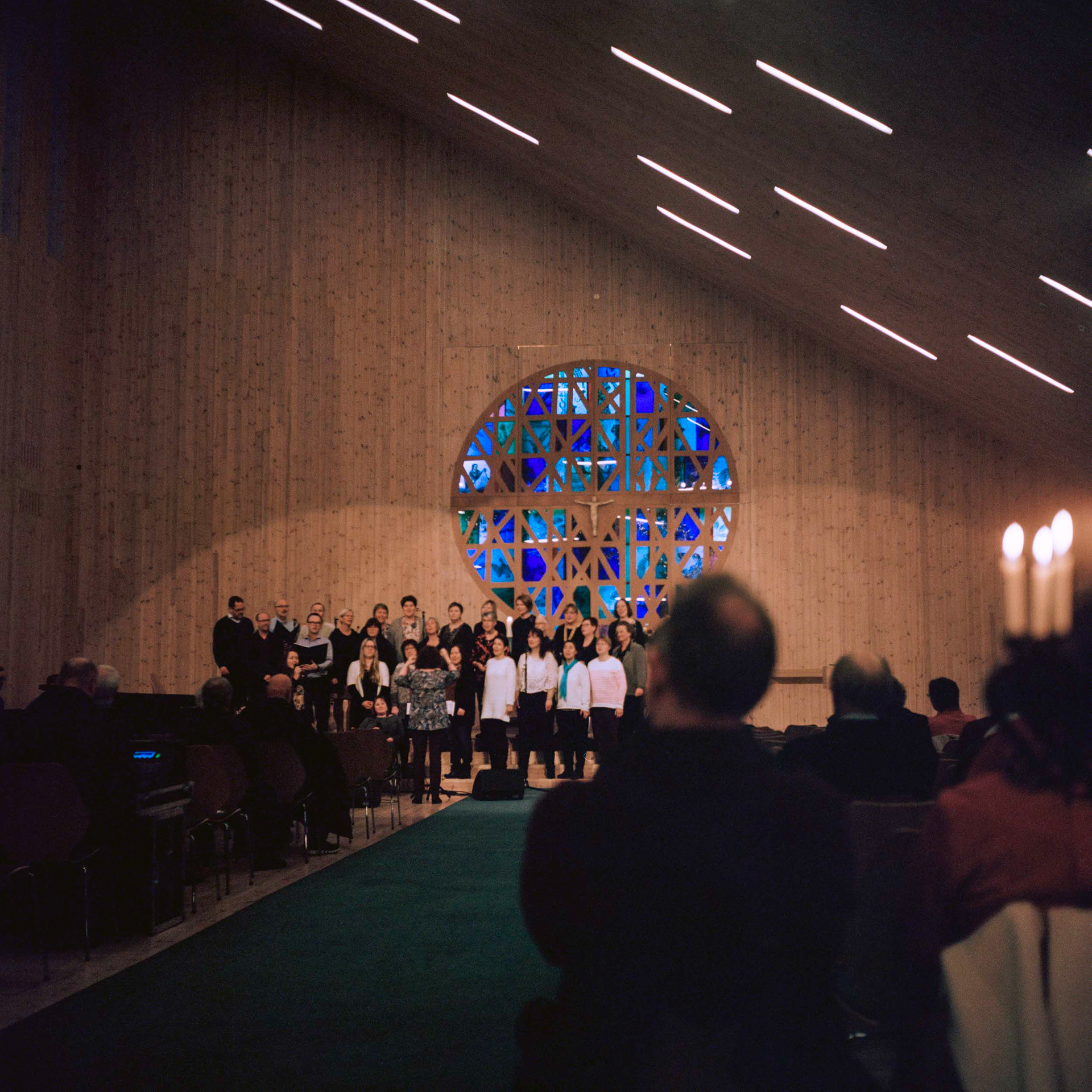 Knarvik Gospel sings during an evening service in the new Knarvik church.