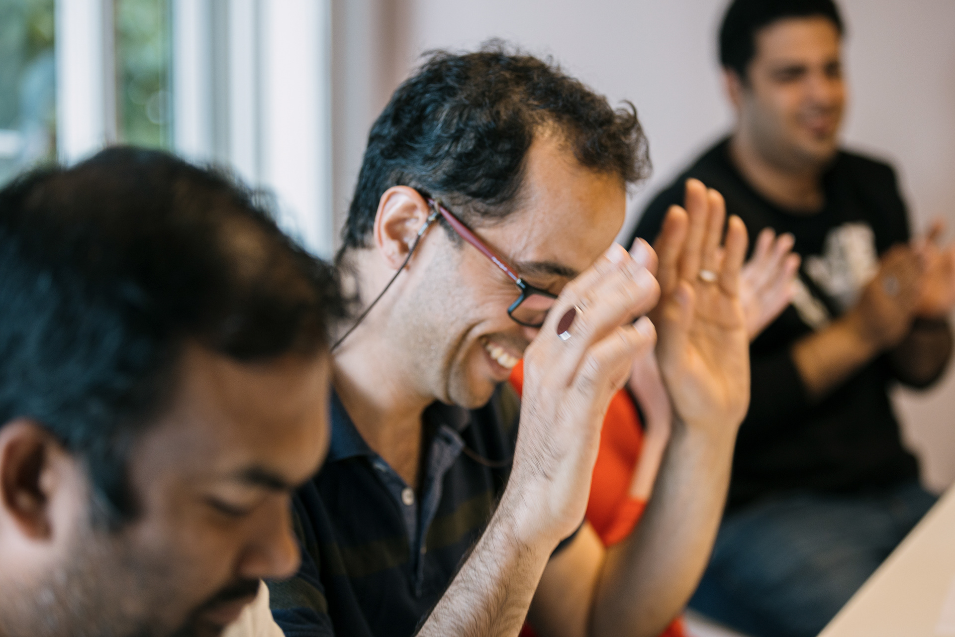 Iftekar Hossain in a Norwegian language course at Caritas.  For Adresseavisen -  Trondheim, 2021.  