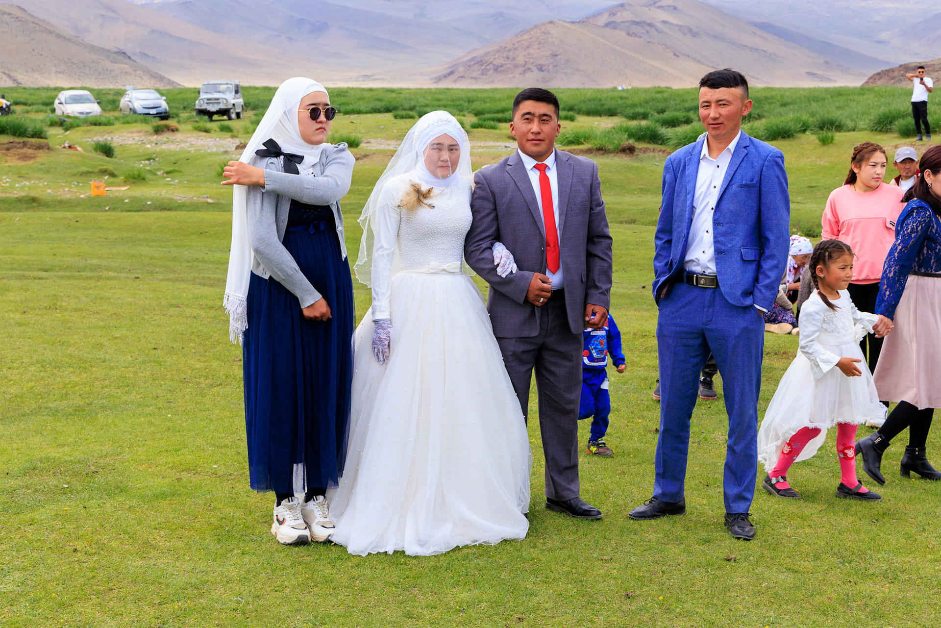 The wedding party. Does she look happy?