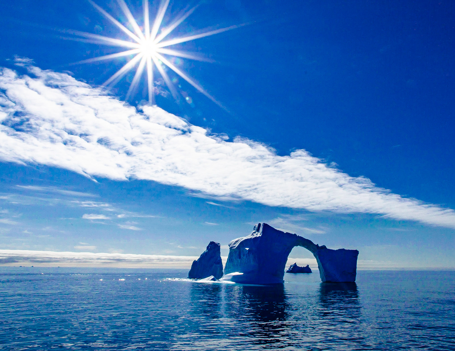 Ice arch and ice bergs, Davis Strait, Greenland