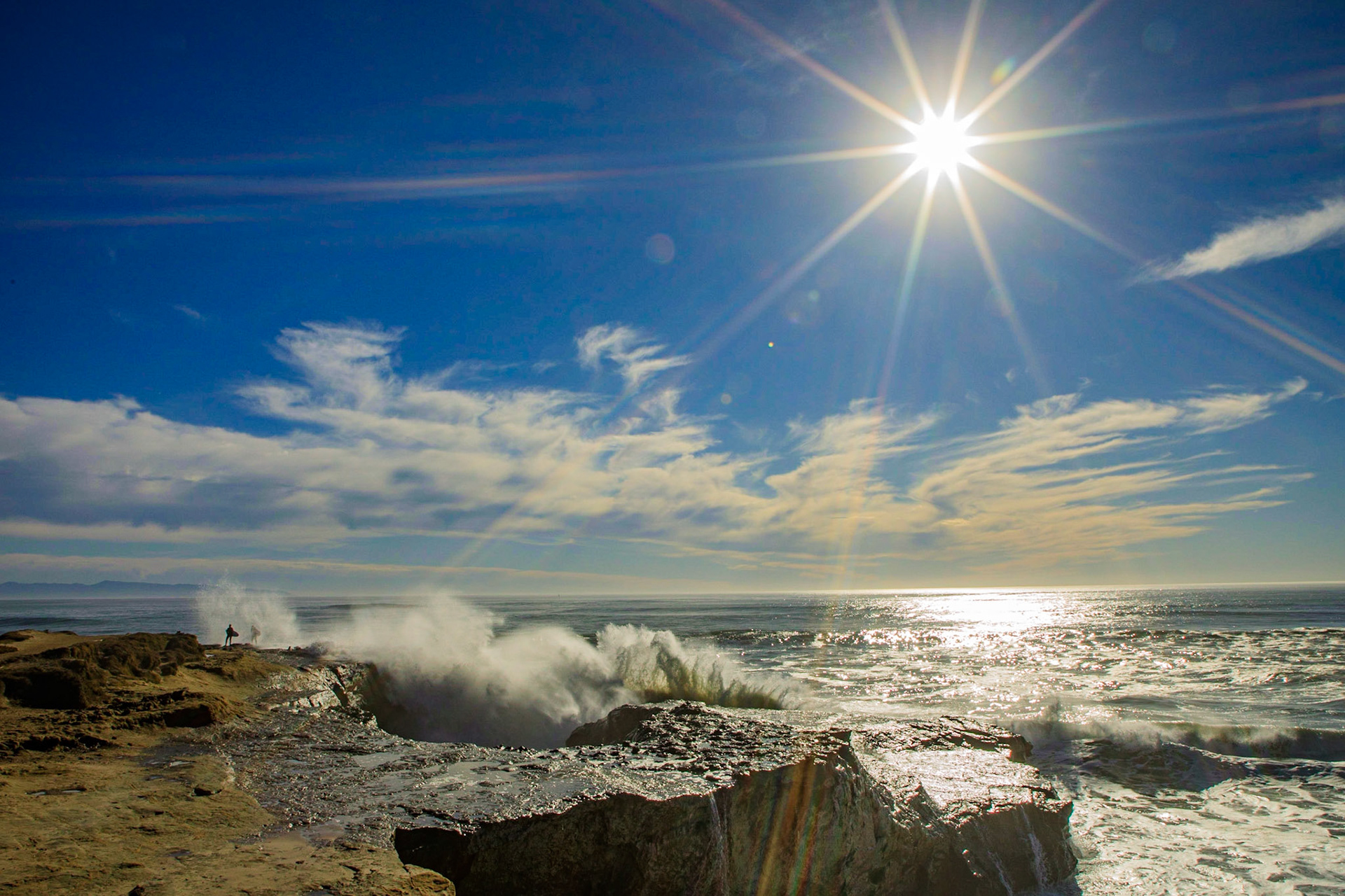 Crashing winter waves at Steamer lane, Westcliff Drive, Santa Cruz, Ca.