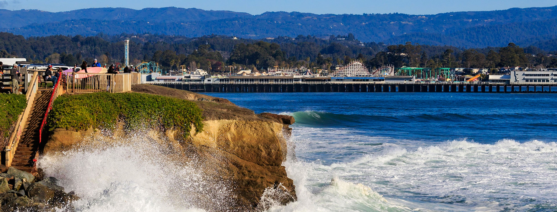 Santa Cruz Boardwalk and wharf from Westcliff Drive