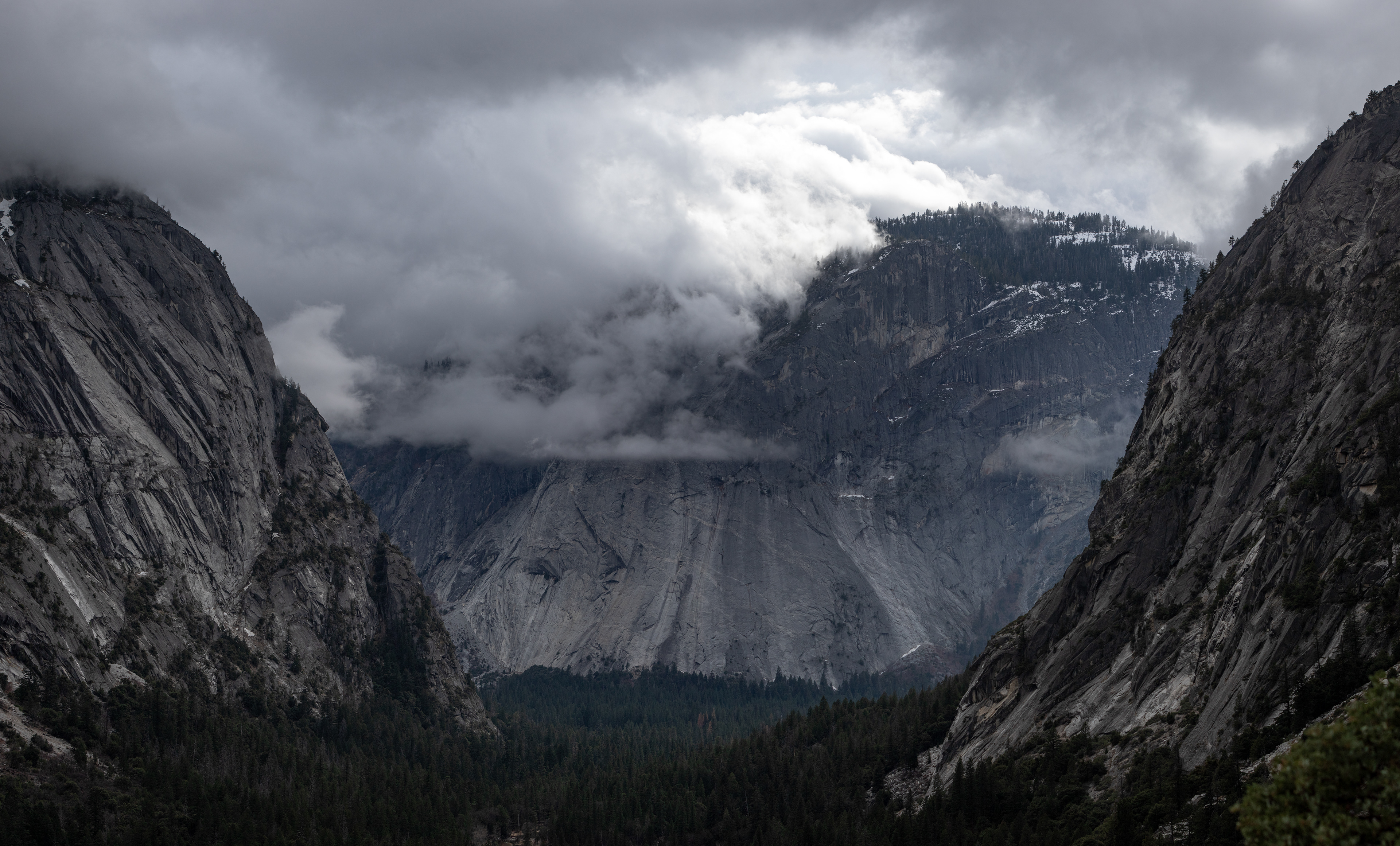 Clouds obscure the sun and invade the valley in this 2020 attempt to view Firefall.
