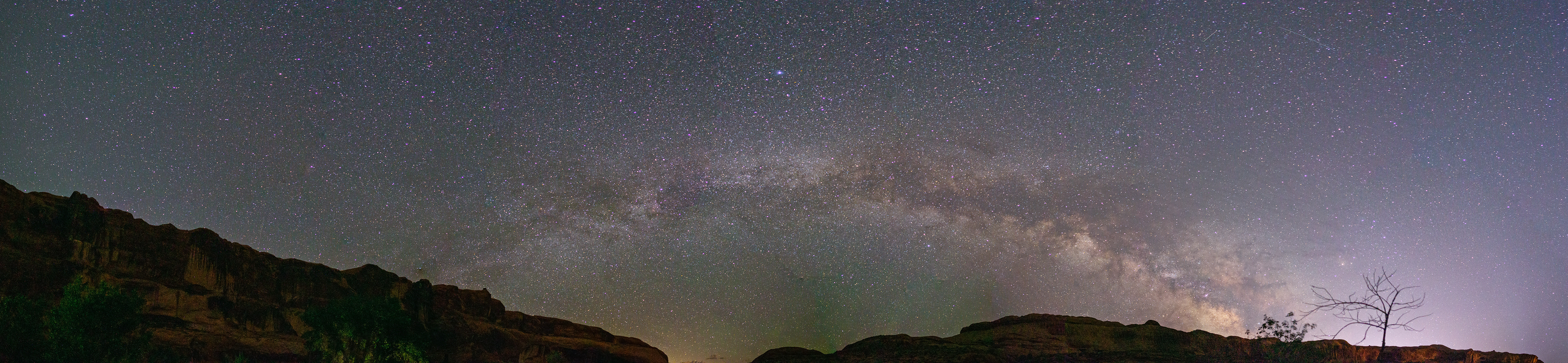 This panorama captures the June view of the Milky Way from Moab, UT.