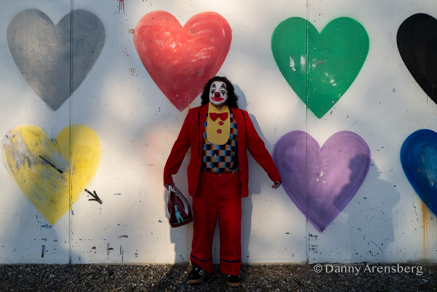 Dylan, also known as Gimpl the Fool poses for a portrait in Coney Island, Sunday, April 26, 2026, in New York. Dylan attended the Coney Island Clown School.